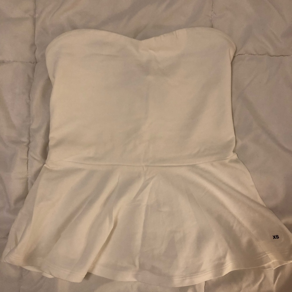 NWT EXPRESS STRAPLESS PEPLUM TOP XS White